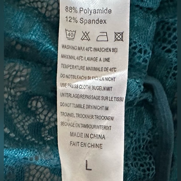Women’s Sexy Teal Blue Lace One Piece Lingerie Bodysuit W/ Bows Size Large NEW - Picture 8 of 8
